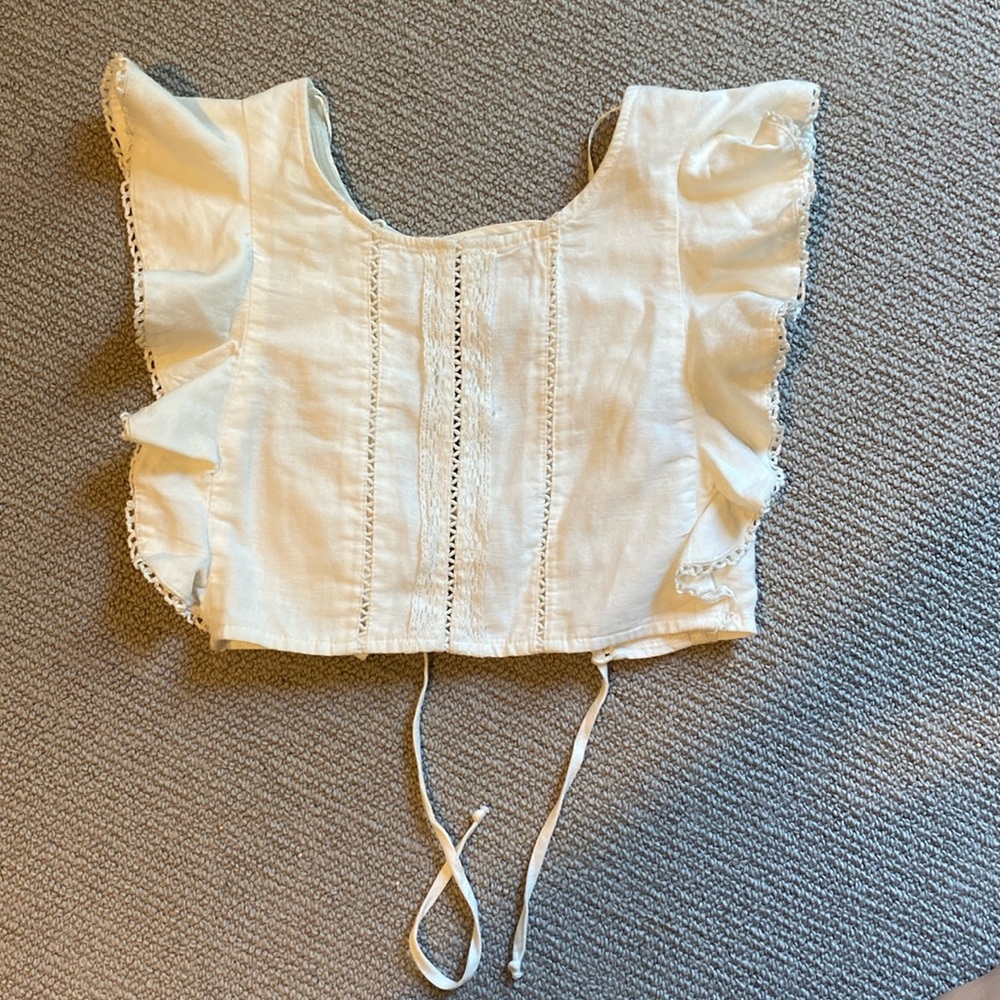 Zara white Lacey crop top